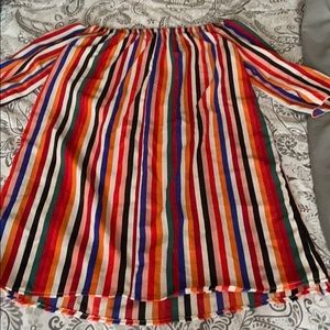 off the shoulder striped dress loose